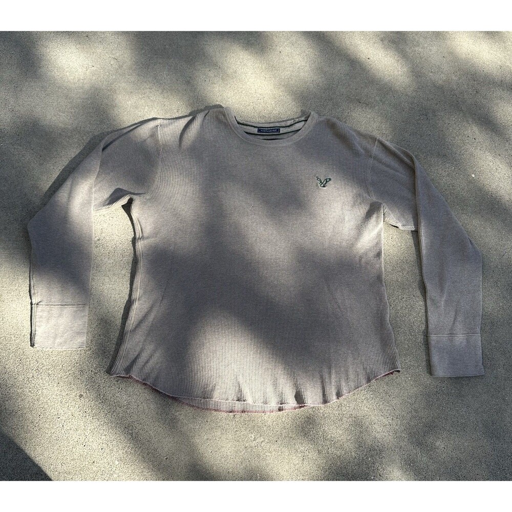 VINTAGE American Eagle Men’s Beige Vintage Fit Thermal Waffle Long Sleeve XXL